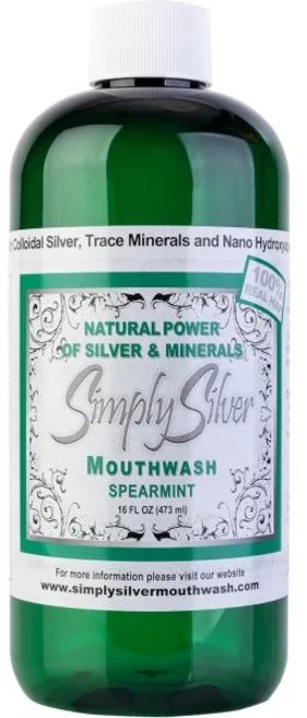 가글 구취제거 구강청결 마우스워시 심플리 실버 구강청결제 스피어민트 맛 나노 하이드록시아파타이트 포뮬러 천연 콜로이드 화학물질 알코올 BPA 프리 16온스, Simply Silver Mouthwash 스피어민트, 1개 - 쿠팡