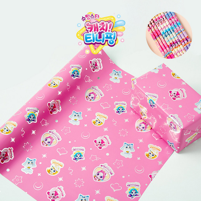 캐치티니핑 포장지 연필1P포함, 1개, 포장지(핑크)+연필1P포함