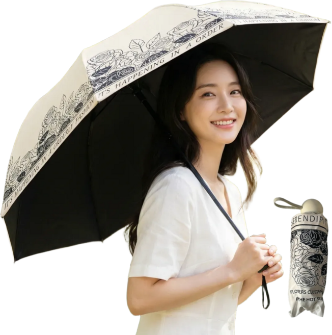 프라미슈 꽃무늬 초경량 접이식 양산