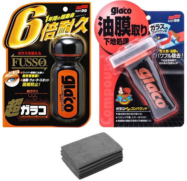 소프트99 글라코 유막제거제 발수코팅제 g19 g47 타월2장, 1세트, 70ml