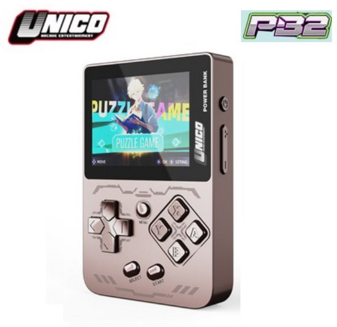 UNICO 휴대용 레트로 게임기 PB2/ 미니포켓 게임기+무선 보조배터리를 하나로, PB2로즈골드+게임팩