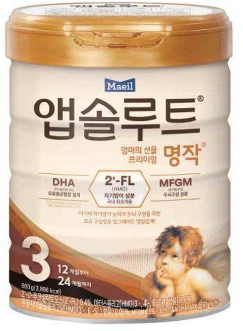 앱솔루트 명작 2FL 분유 3단계(12~24개월) 800g 1캔, 1