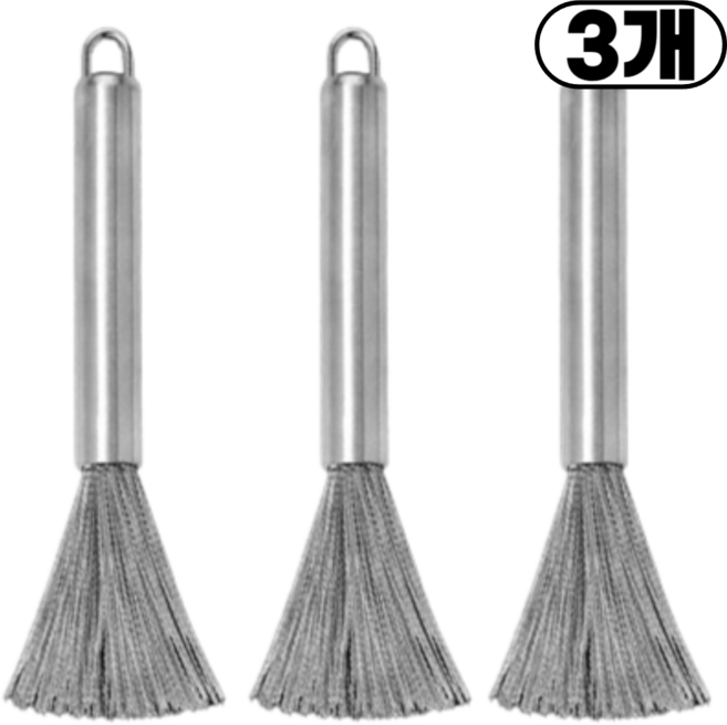 지빈 깔끔 세척 주방 후라이팬 냄비 스텐리스 롱 솔, 3개, 실버 26cm