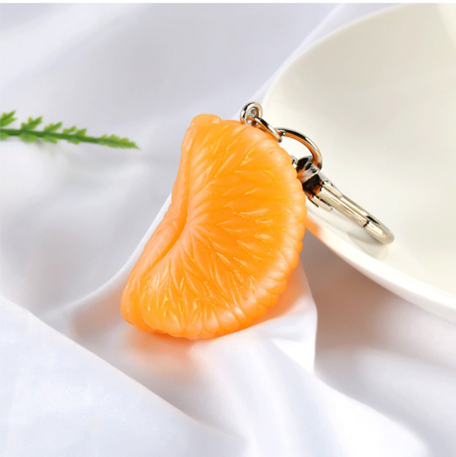 리얼 귤 키 [핸드메이드 오렌지 감귤 과일 가방꾸미기 열쇠고리 키홀더 가방키링], 1개, Orange