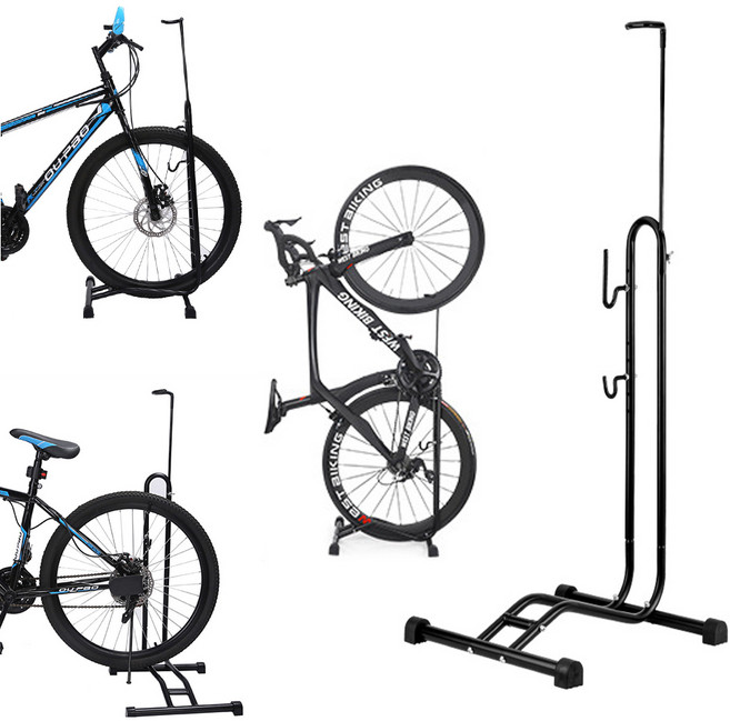 자전거 매직 수직거치대 실내 받침대 보관 수직 정비 고정대 수리대 보관대, 1개, 블랙