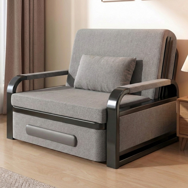 미스티 각도조절 접이식 1인용 2인용 쇼파침대 패브릭 소파베드 MTL2, 라텍스 연그레이_82cm