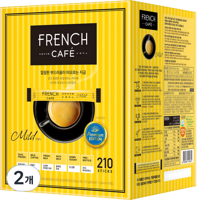 프렌치카페 마일드 프리미엄 에디션 카페믹스, 11.1g, 210개입, 2개