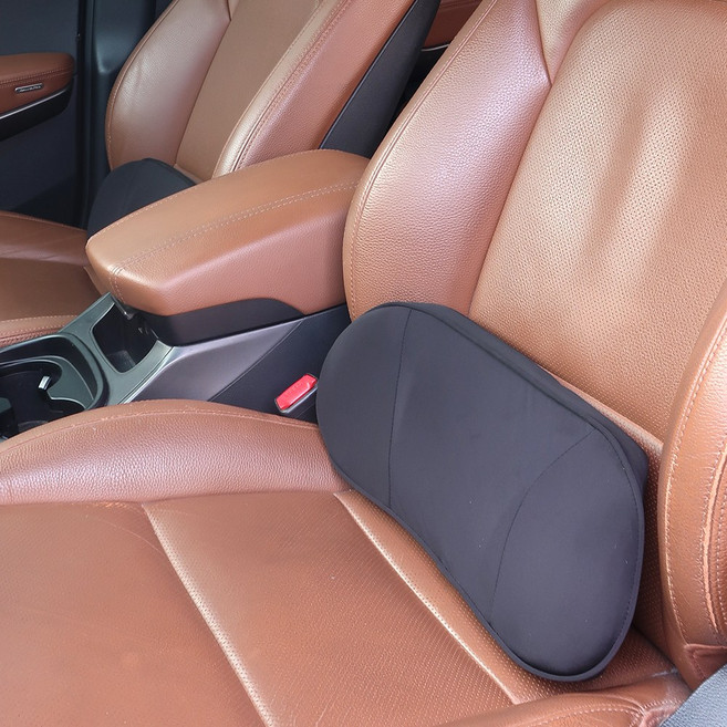 차량용 쿨링원단 허리쿠션 자동차 요추 메모리폼 등받이 등쿠션, 1개, 블랙