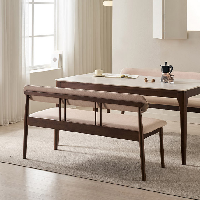 삼익가구 시에나 3인용 원목 등받이 벤치, 월넛