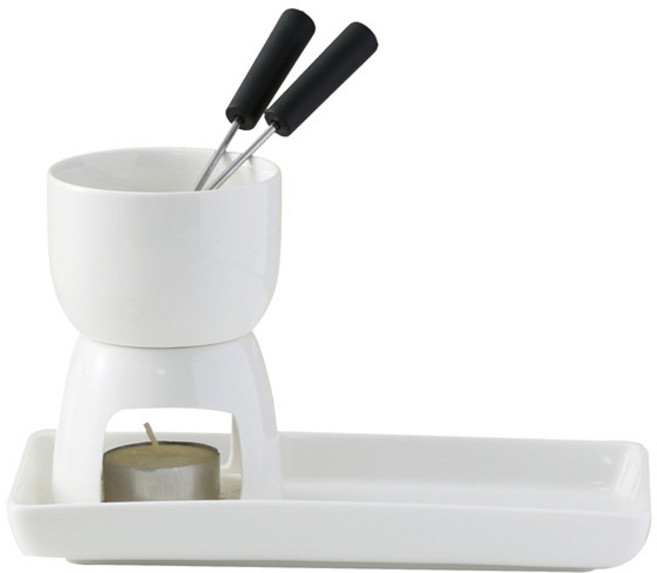 퐁듀그릇 초콜릿 치즈 디저트 중탕 워머 세라믹 퐁듀팟, 퐁듀팟(포크2개왁스1개증정), 1개