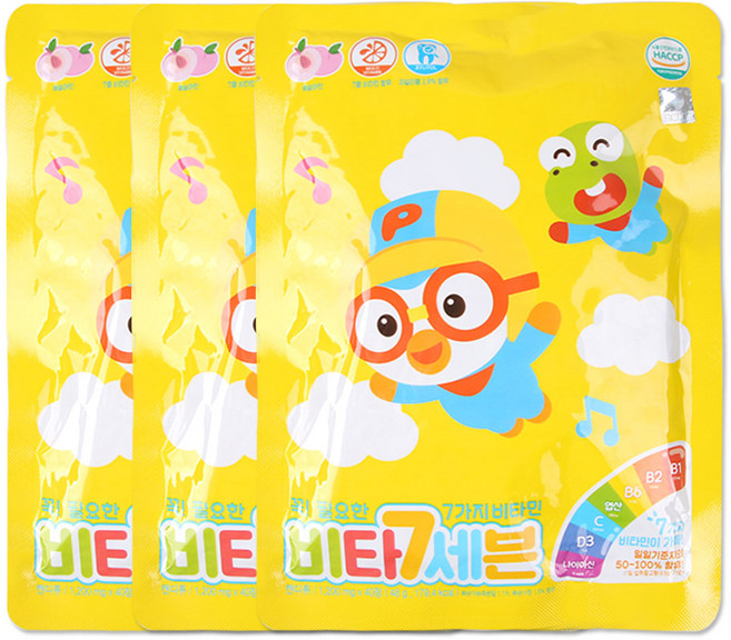 태양생활건강 유아용 뽀로로 비타세븐 48g, 3개, 40정