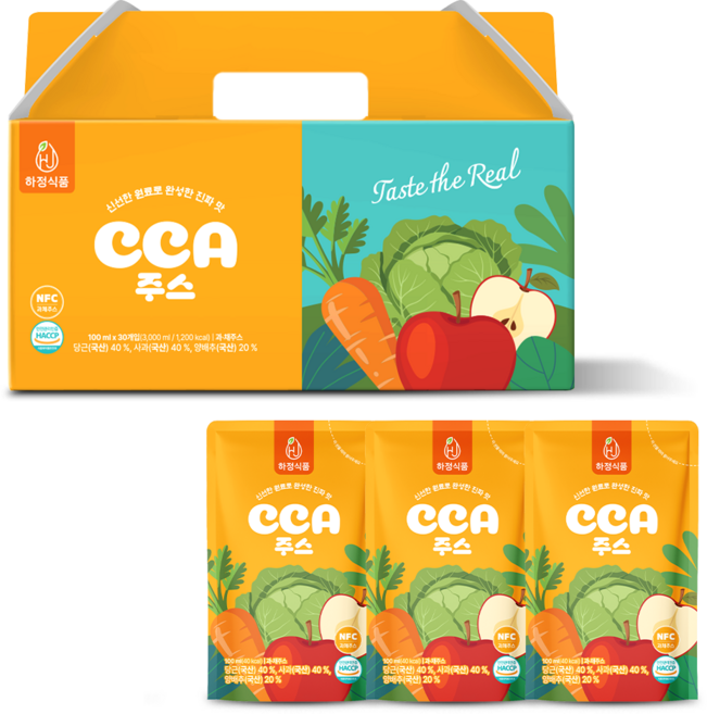 하정식품 100% NFC 착즙 국내산 CCA주스, 30개, 100ml