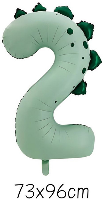 數字3恐龍造型鋁箔氣球 61x107cm, 淺綠色數字2, 1個