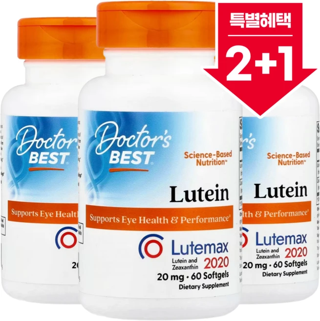 닥터스베스트 루테인 20mg 지아잔틴 4mg Lutemax 2020 소프트젤 60정 2+1, 3개 - 쿠팡
