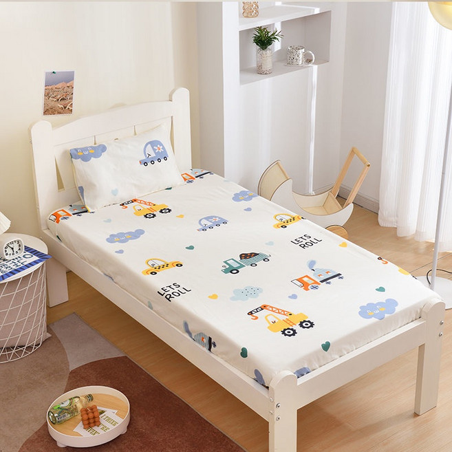 兒童床床笠 床笠 兒童床墊套 純棉全包單件 嬰兒床床單, 挖掘機,60*110 厚3-9cm, 1個