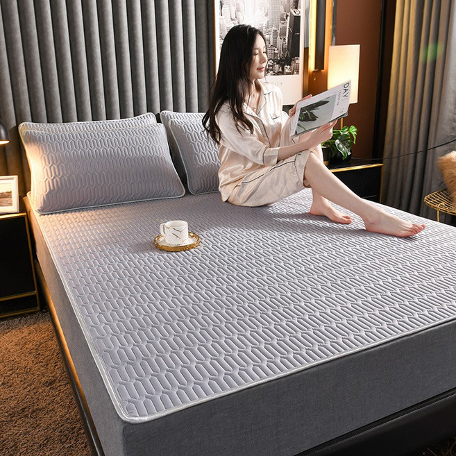 Aiiyya 여름 라텍스 침대시트 냉감 침대 패드 시원한 라텍스 매트리스커버 쿨매트+ 베개커버 2p