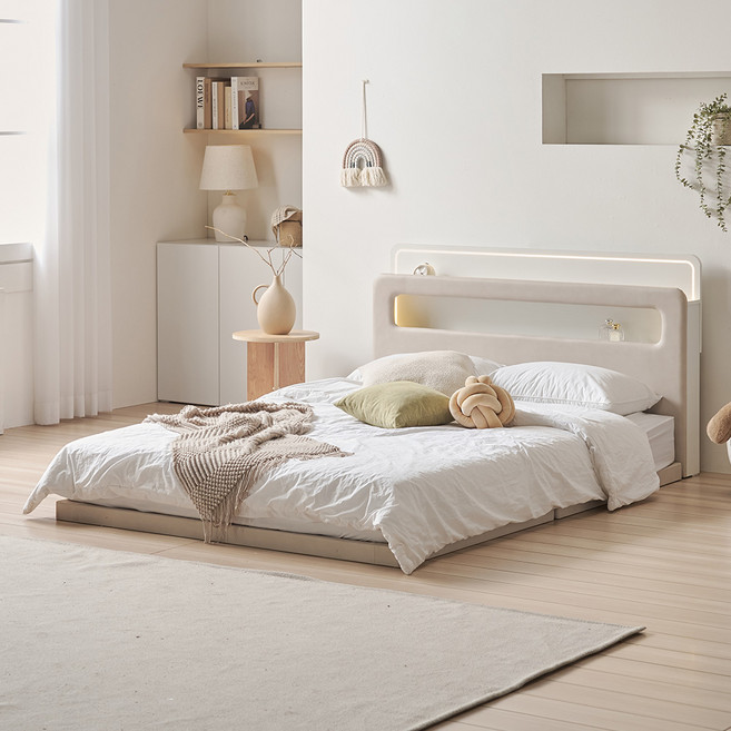 국내제작 인홈 허그미 LED 저상형침대 매트제외, 화이트 오픈형(기본)