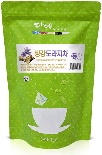 [본사직영] 다예 맛있는 생강도라지차 생분해 삼각티백, 2개, 1.2g
