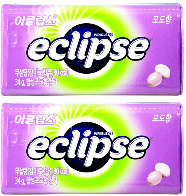 [Eclipse] 이클립스 포도향 무설탕 민트 쿨링캔디, 34g, 2개