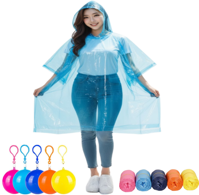 하루엠 키링형 일회용 우비 캡슐공5개+리필5개 성인용 비옷, 1세트, 5종색상