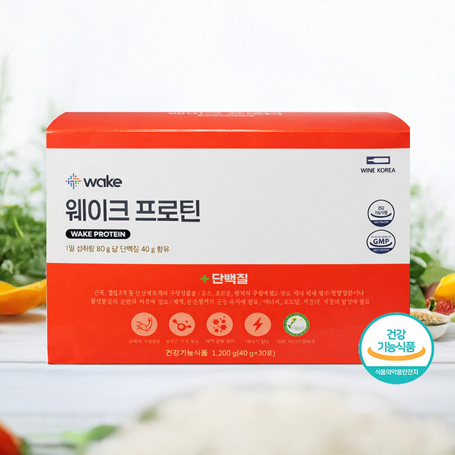 웨이크프로틴 30포 1box 와인코리아 단백질 파우더 텀블러 메타프로틴 후속, 1박스, 30회분