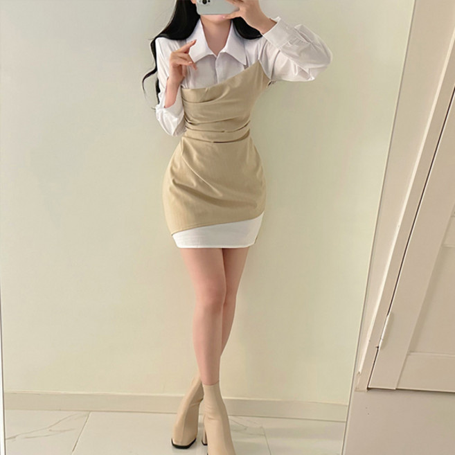 텐미닛스타일(2color)코디필수템 미니멀 레이어드룩 페이므 원피스