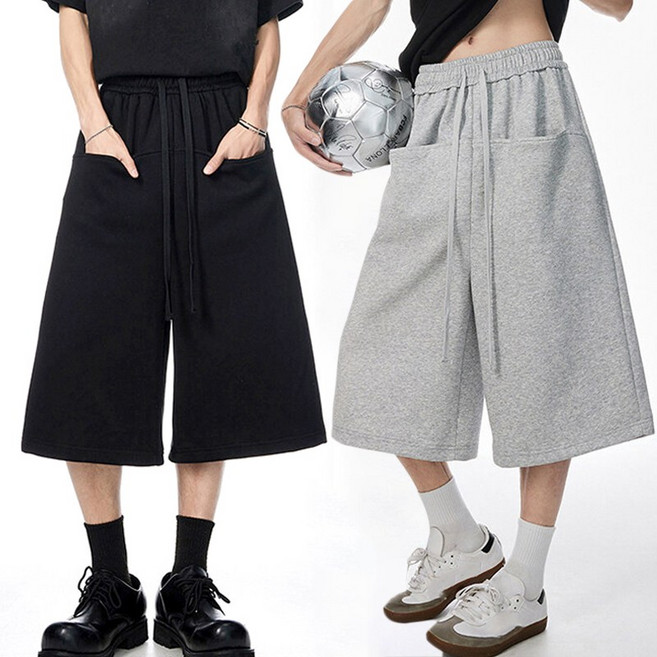 남자 포켓 버뮤다팬츠 와이드 7부 밴딩 벌룬팬츠 빅사이즈 트레이닝 롱 반바지 스트릿룩
