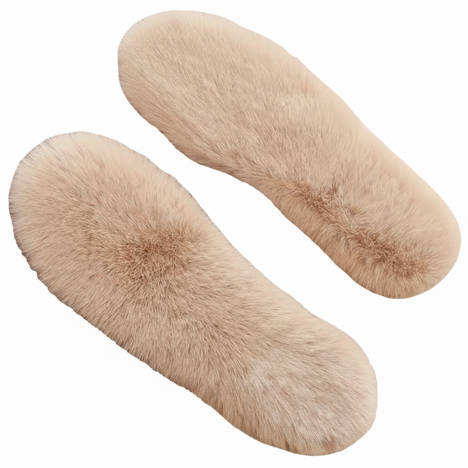 양털 깔창 천연 양모 털깔창 브라운 화이트 여성 털 신발 부츠 겨울 방한 보온, 인조양털, 1개