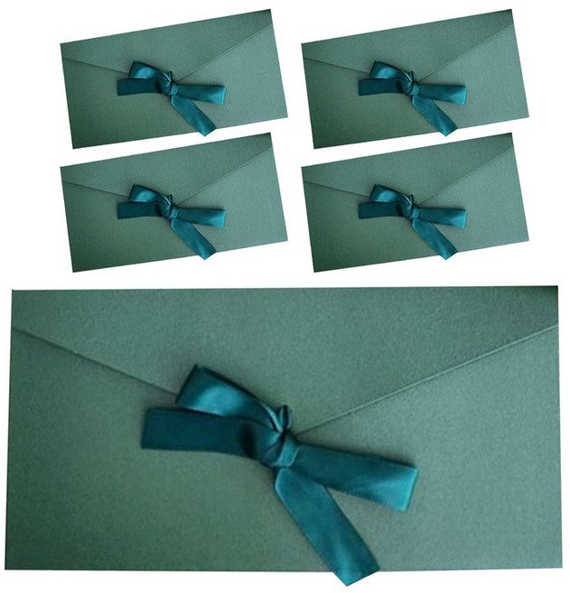 토잉리빙 고급 리본 봉투 카드봉투 용돈봉투 5P, 5개, 딥그린