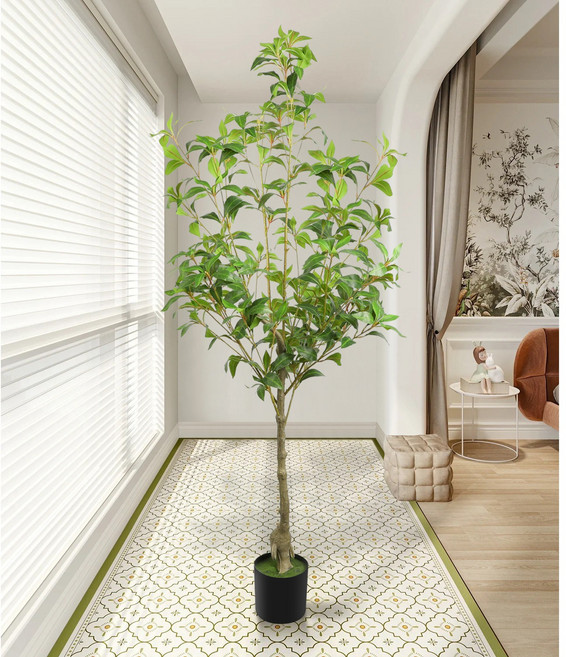 리빙가감법 조화나무 마취목 공간 연출 싱싱한 무늬 심플한 인조 나무 인테리어 조화 거실 문앞 계단 장식 화분 조화 마취목 120cm, 1개, 그린