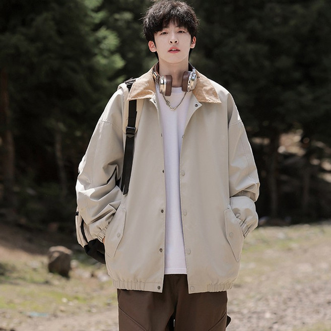 남성 봄가을 빈티지 솔리드 항공 점퍼 캐주얼 루즈핏 가성비 높음