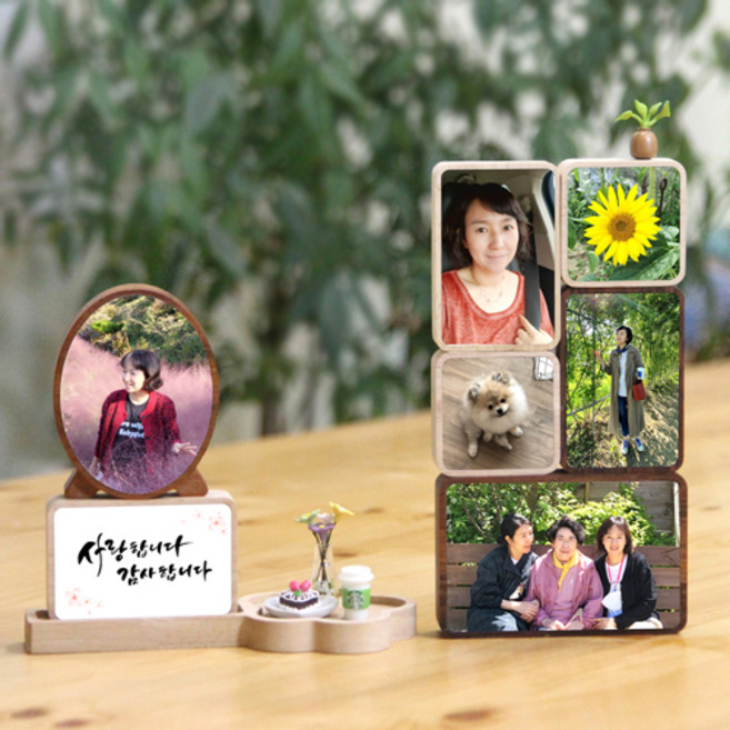 고급 원목 납골당 추모액자 친환경 원목 봉안당 꾸미기 영정 사진 미니액자 인화 제작, 고무나무, 직사각(7x10.5cm)