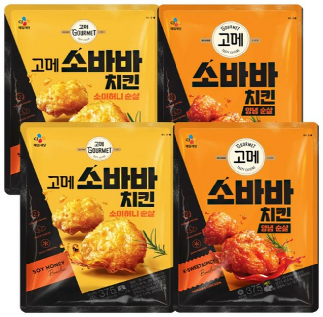 고메 소바바 소이허니 순살 375g 2봉+ 양념 2봉(총4봉), 없음, 1개