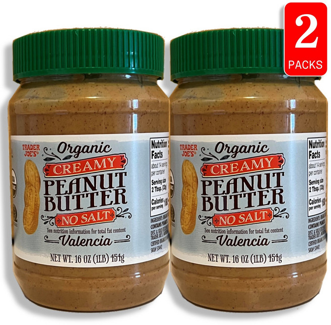 트레이더조 유기농 크리미 무염 땅콩버터, 2개, 454g