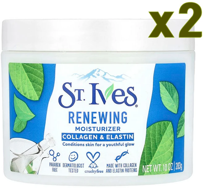 St. Ives 세인트입스 세인트이브스 모이스처라이저 리뉴잉 콜라겐 앤 엘라스틴, 283g, 2개 - 쿠팡