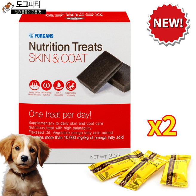포켄스 강아지영양제 뉴트리션트릿 눈물 관절 피부 340g, 피부/피모, 2개, 아마씨 오일