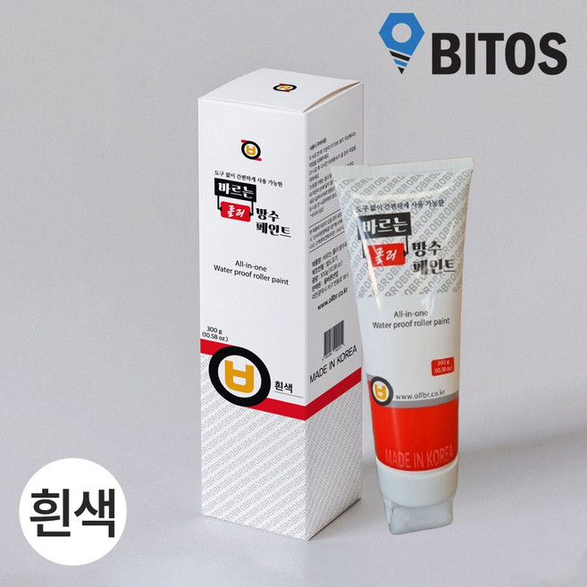 셀프 옥상 욕실 베란다 외벽 바르는 롤러 방수 페인트, 1개, 300g, 흰색