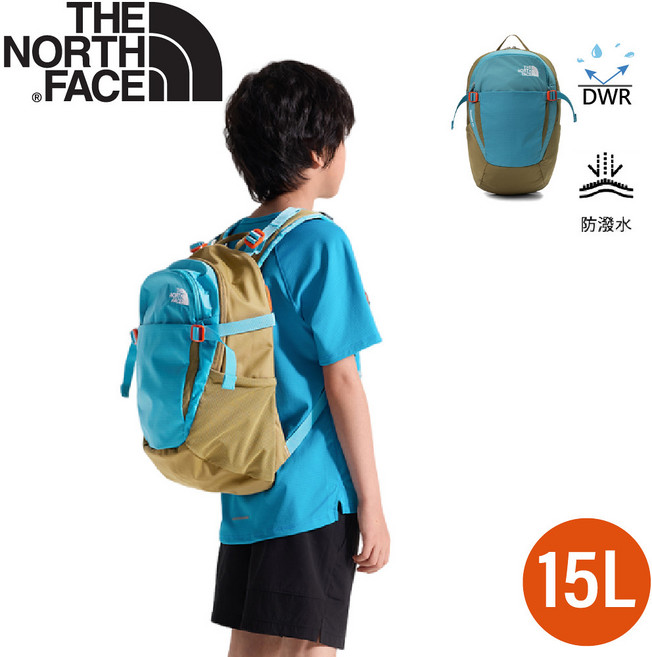 The North Face 兒童 BASIN 15L 雙肩背包《冰河藍/軍綠》 減壓護脊, OS