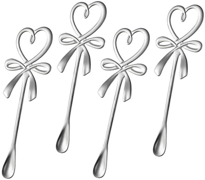 하트리본 스테인리스 티스푼(4p 1세트), 4개, 단일