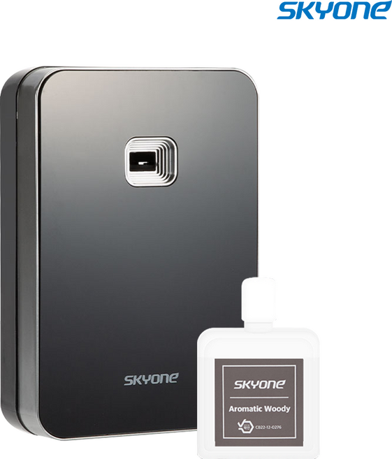 스카이원 방향제 자동 분사기 블랙 + 리필액, 1세트, 210ml, 아로마틱 우디