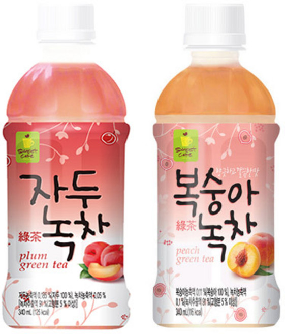 웰그린 자두녹차10개+복숭아녹차10개 340ml 20개, 1세트