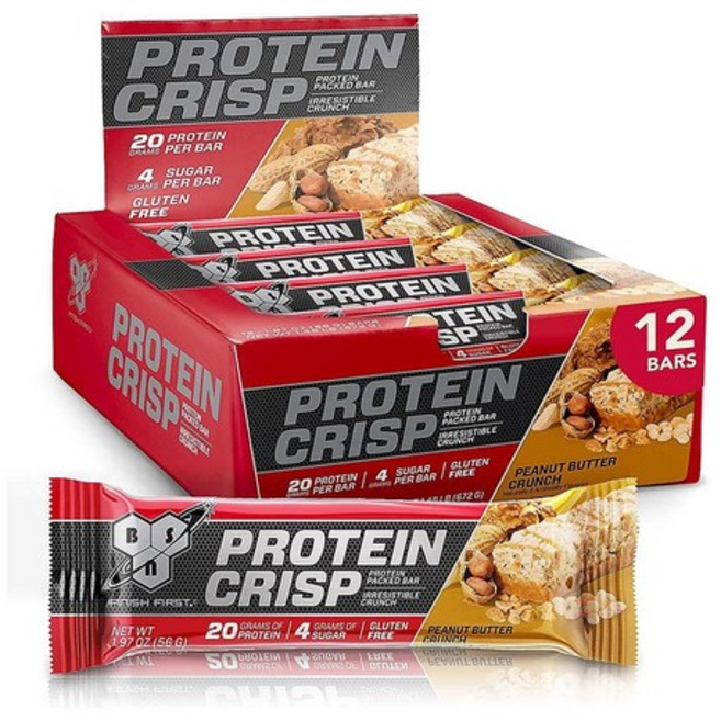 비에스엔 프로틴 크리스프 단백질 바 피넛 버터 크런치 12개입, 1개, 672g