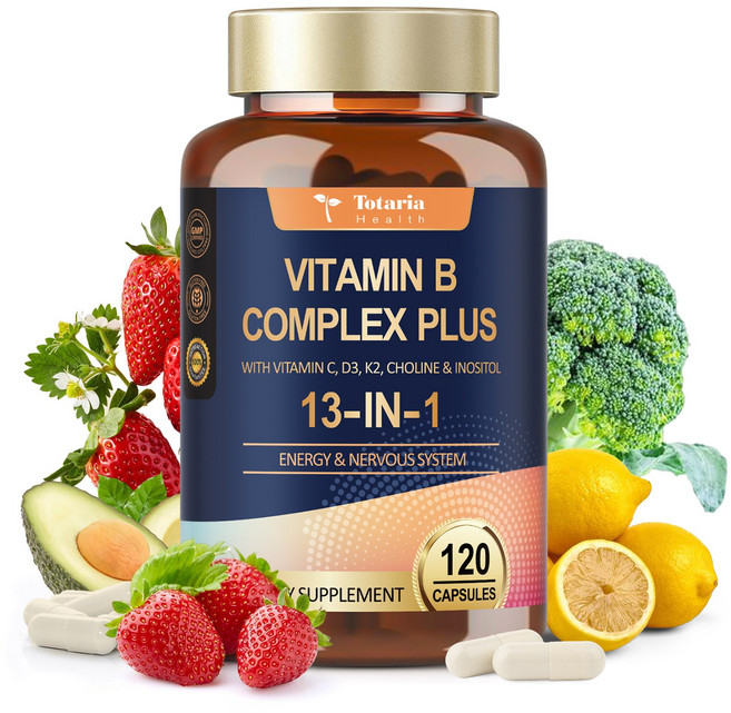 Totaria 13종 복합 비타민B 컴플렉스 C D3 함유 피로회복 활력 에너지 영양제, 1박스, 120정