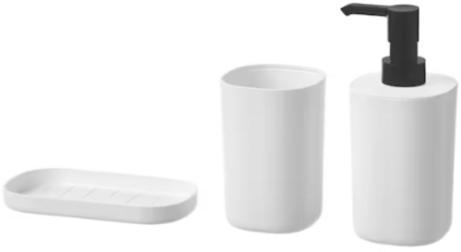 이케아 욕실 정리용품 패밀리 세트 화이트 사노케이스 세모금컵디스펜서, 1 세트, 1개