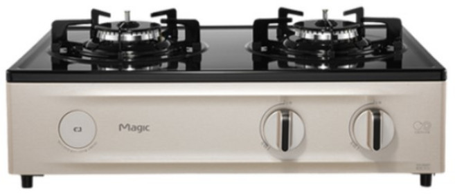 SK매직 자동온도조절 가스렌지 2구 자가설치 GRA-CM280r 실버 LPG