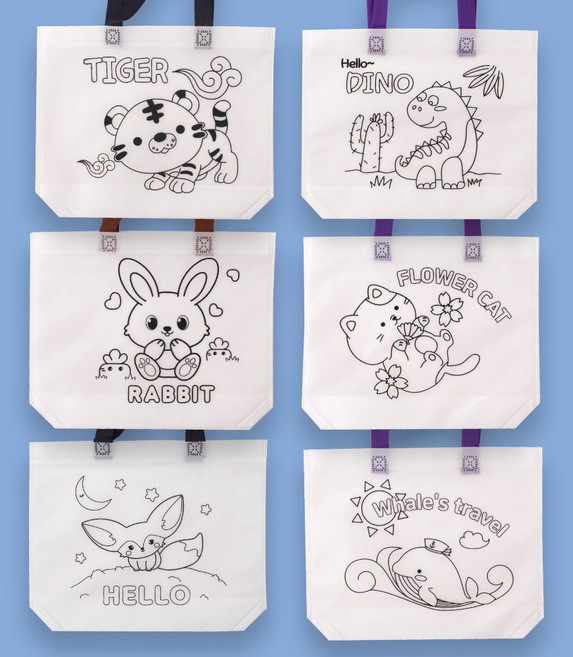[아이디몬] 어린이 에코백 부직포 가방 (대) 도안, 다이노(공룡)