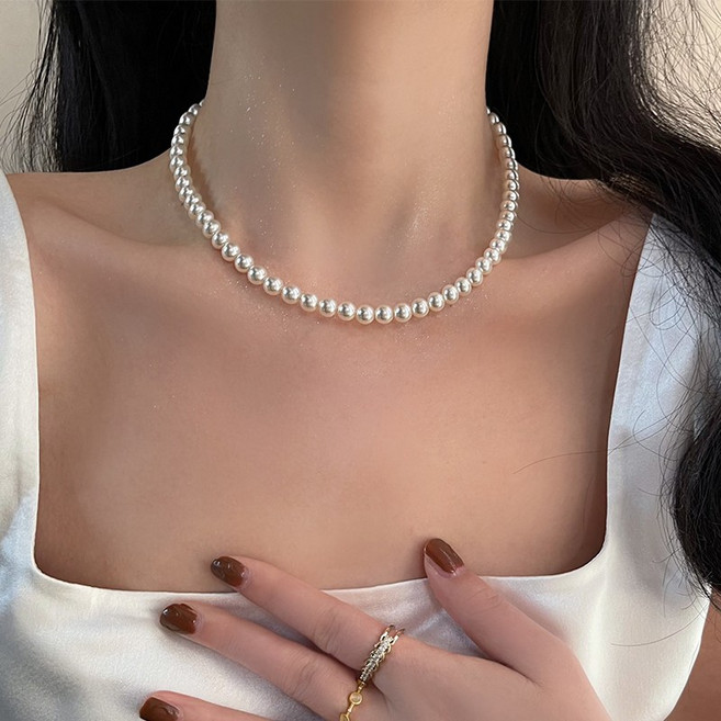 FANSYLI 진주 목걸이 럭셔리 클래식 비즈 초커목걸이 여성 레이어드 목걸이 엄마 진주 기념일 선물 Rt2604A07