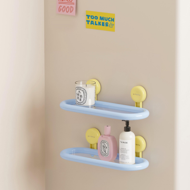 무타공 일자형 욕실선반 욕실 용품거치대, 블루2개, 1개
