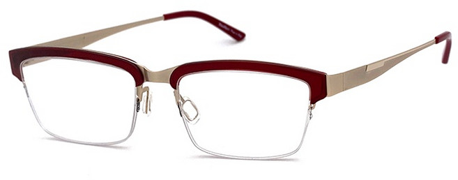 文青薄鋼光學鏡框 時尚酒紅半框 15217
