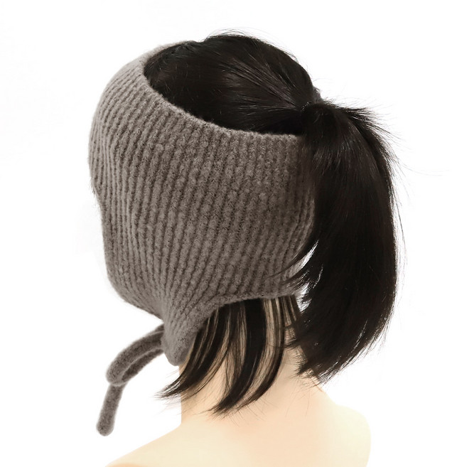 캡조아 포니테일 니트 헤어 밴드 귀도리 귀마개 방한 모자